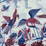 Storks by the Lake with flowers - Blue