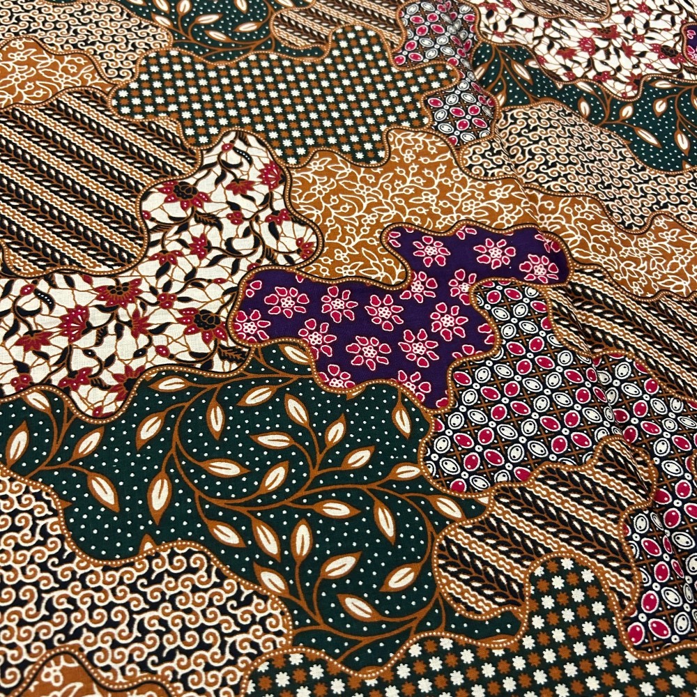 Floral & Traditional Patch Motif Batik - Green Floral & Traditional Patch Motif Batik - Green